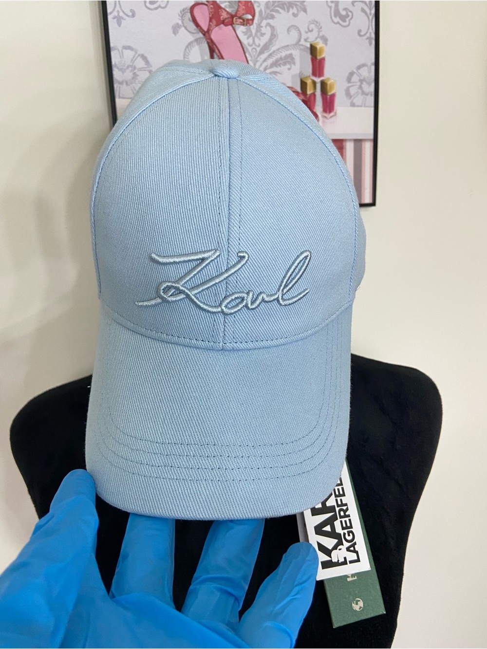 Karl Lagerfeld Blue 'Karl' Script Baseball Cap